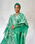 Green Brocade organza boubou - Image 2