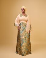 KIRA II Brocade Organza Boubou in Gold