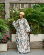 Zain Damask Boubou in Blue - Image 3