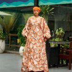Zain Damask Boubou in Orange