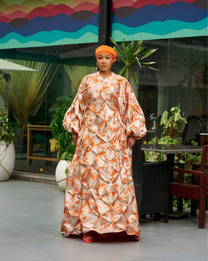 Zain Damask Boubou in Orange