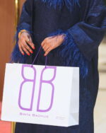 Malikah Feather Brocade Dress Set – Navy Blue