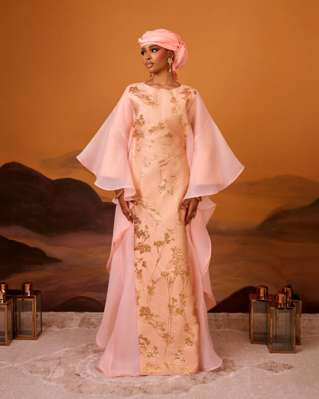 Farah Brocade Boubou Peach 3